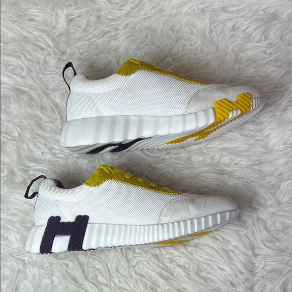 Hermès Women’s White/Yellow Suede/Mesh Bouncing Sneakers Size 36 EU - Picture 6 of 17